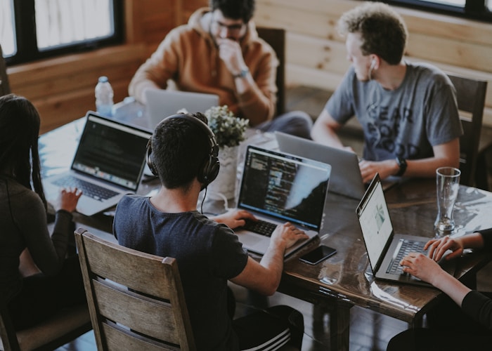 Techify team collaborating in a modern office
